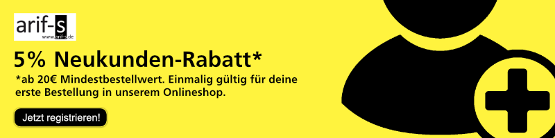 5% Neukunden-Rabatt ab 20€ Mindestbestellwert.