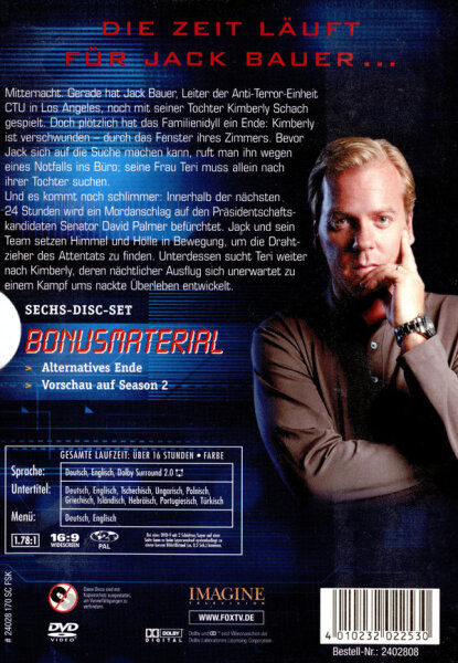 24 - Season 1/Box-Set  [6 DVDs] - M-Lock Box / DVD Sealed
