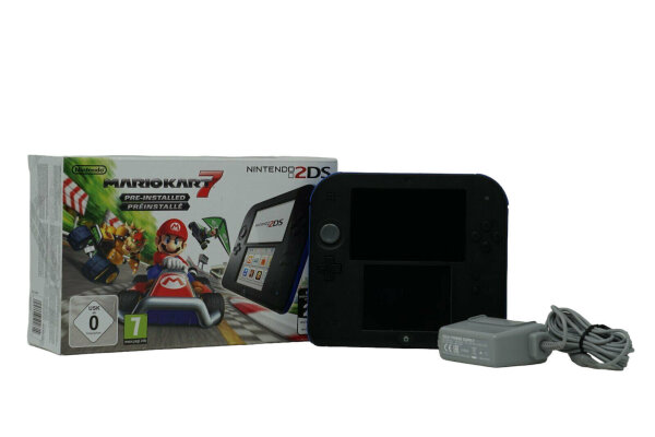 Nintendo 2DS Konsole Mario Kart 7 + 55 Spiele Konvolut Sammlung Bundle Schw/Blau