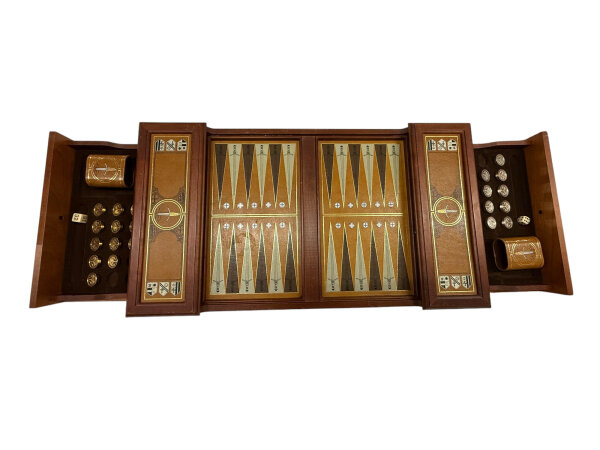 Vintage Franklin Mint Excalibur Backgammon Set / Metallprägung Spielfiguren 1988