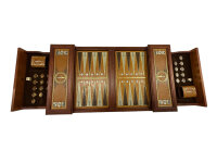 Vintage Franklin Mint Excalibur Backgammon Set / Metallprägung Spielfiguren 1988