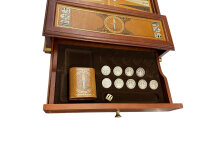 Vintage Franklin Mint Excalibur Backgammon Set / Metallprägung Spielfiguren 1988