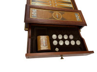 Vintage Franklin Mint Excalibur Backgammon Set / Metallprägung Spielfiguren 1988