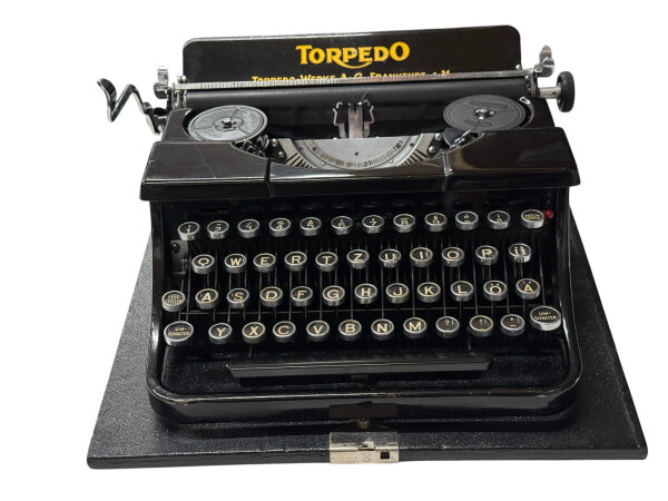 Alte Schreibmaschine der Marke TORPEDO Vintage Antik mit Koffer