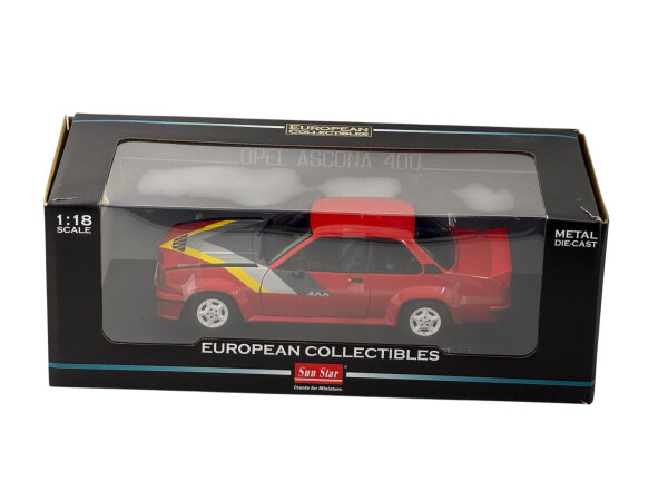 Opel Ascona 400 1982 Red/Yellow/Grey / Black 1:18 Modell 5398 Sun Star / NEU&OVP