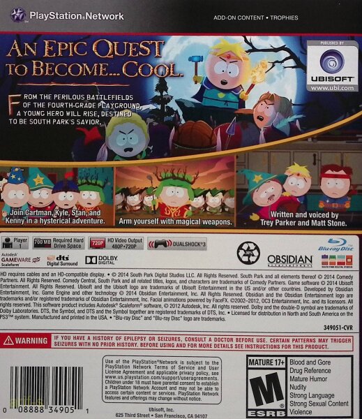 South Park: The Stick of Truth / Playstation 3 / PS3 ohne Handbuch *Top Zustand*