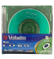Verbatim - 8cm CD-RW 5er Pack / 8x-12x / 210MB / farbig / Brandneu