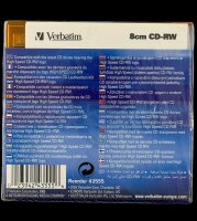 Verbatim - 8cm CD-RW 5er Pack / 8x-12x / 210MB / farbig /...