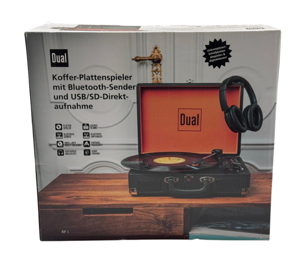 DUAL - KP 1 Koffer-Plattenspieler m. Bluethooth-Sender & USB/SD Aufnahme / Neu