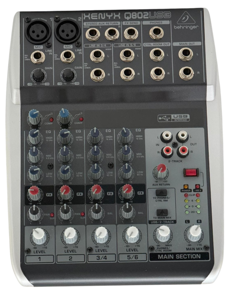 Behringer - Xenyx - Q802 USB Analog Mixer/Interface /8 Kanal /2 Bus /Top Zustand