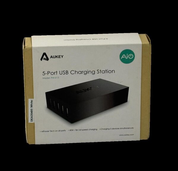 Aukey PA-U37 5 Port 40W USB Ladestation / Schwarz / Brandneu