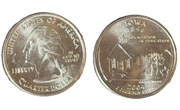USA 2004 P Iowa State Quarter / 25 Cents / unzirkuliert / Original Umlaufmünze