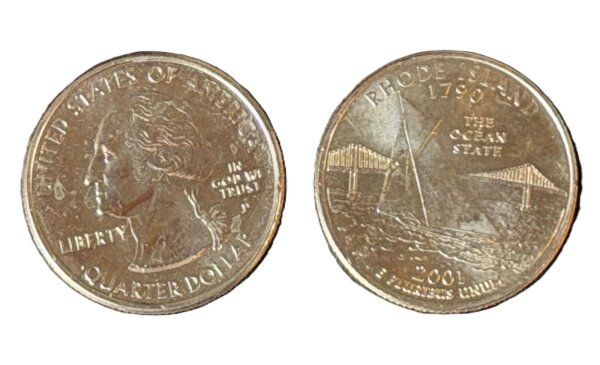 USA 2001 P Rhode Island State Quarter / 25 Cents /unzirkuliert /Org. Umlaufmünze