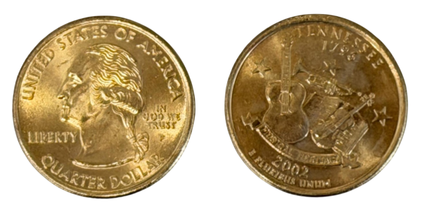 USA 2002 P Tennesee State Quarter / 25 Cents /unzirkuliert /Original Umlaufmünze