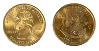 USA 2002 P Tennesee State Quarter / 25 Cents /unzirkuliert /Original Umlaufmünze