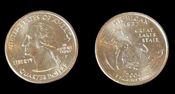 USA 2004 P Michigan State Quarter / 25 Cents /unzirkuliert /Original Umlaufmünze