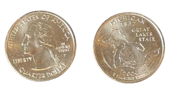 USA 2004 P Michigan State Quarter / 25 Cents /unzirkuliert /Original Umlaufmünze