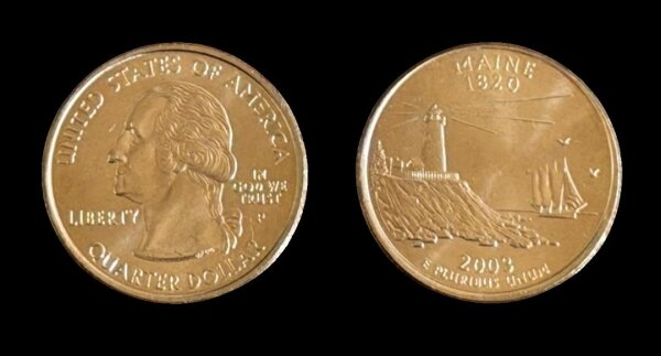 USA 2003 P Maine State Quarter / 25 Cents / unzirkuliert / Original Umlaufmünze