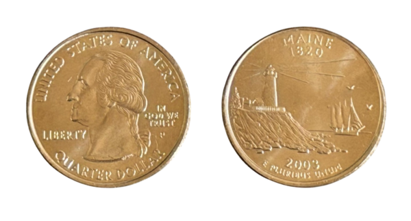 USA 2003 P Maine State Quarter / 25 Cents / unzirkuliert / Original Umlaufmünze