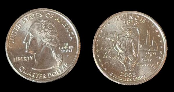 USA 2003 P Illinois State Quarter / 25 Cents / unzirkuliert / Original Umlaufmünze