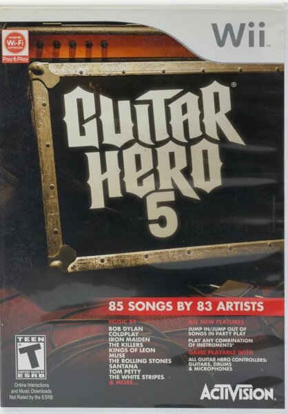 Guitar Hero 5 Nintendo Wii Game CIB Complete Used *US TARIFF PAID / Guter Zustand