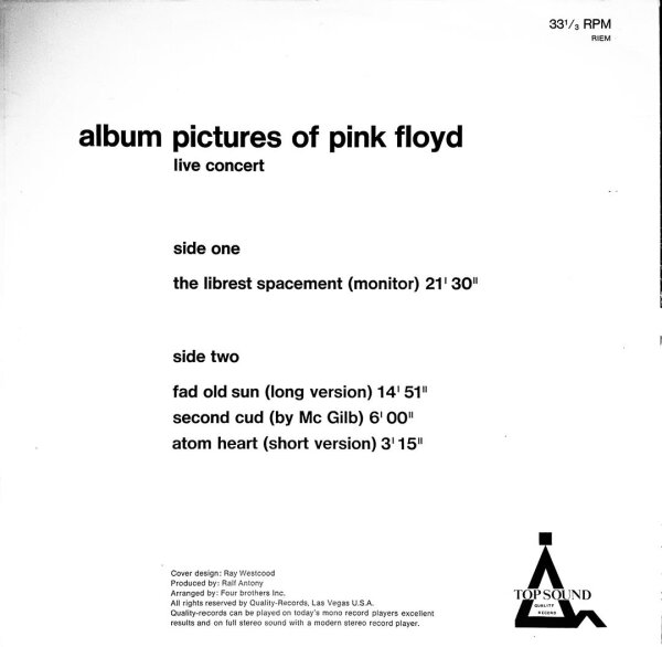 Pink Floyd – Pictures Of Pink Floyd Vol. I/Unofficail Release/White Label - Fair