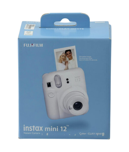 Fuji Instax Mini 12 Sofortbildkamera / Clay White + Originale Tasche / Brandneu
