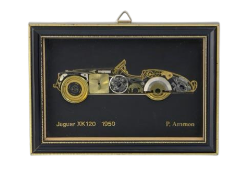 P.Ammon Jaguar XK120 1950 / Handgefertigte Collage aus Uhrenteile