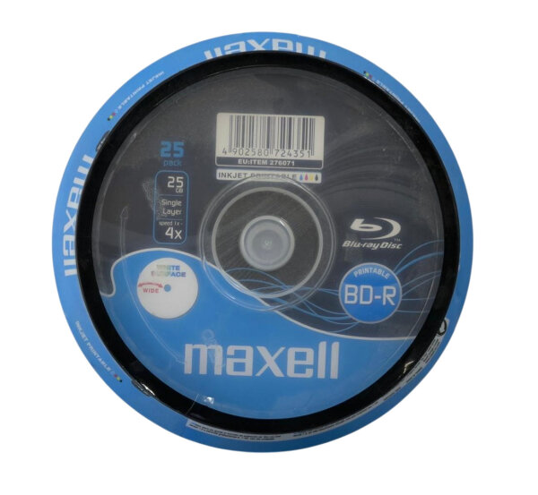 MAXELL 25x BD-R  Blu-ray Rohlinge /25GB/Bedruckbar m. Inkjet/Tintenstrahldrucker