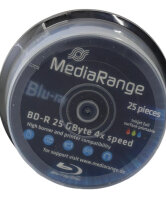 MediaRange 25x BD-R  Blu-ray Rohlinge /25GB/Bedruckbar m. Inkjet/Tintenstrahldr.
