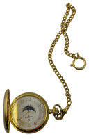 Dugena Savonette Quarz "Cavalier" Taschenuhr-Mondphase / Goldplattiert /OVP /Top