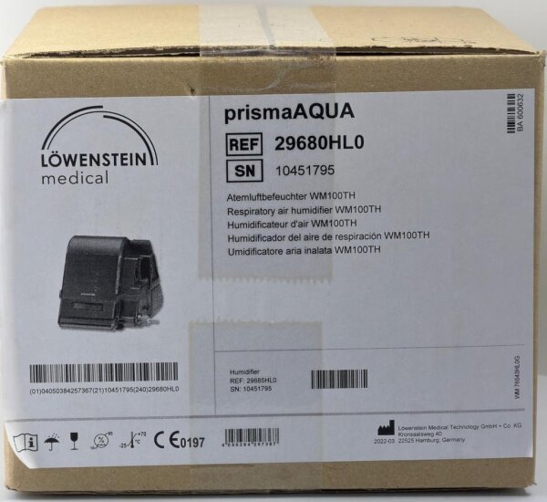 Löwenstein Medical prismaAQUA  "WM100TH" Atemluftbefeuchter / Ref. 29680HLO /Neu