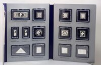 Die wertvollsten Briefmarken der Welt in reinem Silber / 13 Barren / 999/1000