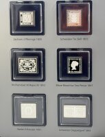 Die wertvollsten Briefmarken der Welt in reinem Silber / 13 Barren / 999/1000