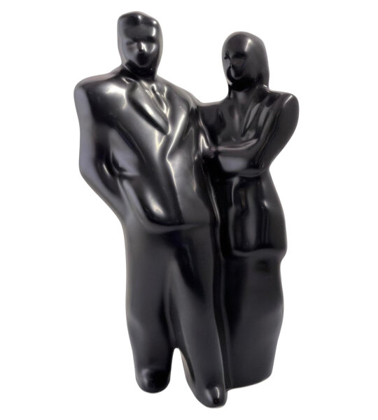 Abstrakte Schwarze Skulptur aus Keramik / Pärchenfigur / Modern / Dekofigur /Top