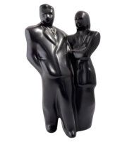 Abstrakte Schwarze Skulptur aus Keramik /...