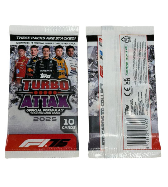 1x Booster Turbo Attax Formel 1 2025 - Trading Cards / Englisch / Brandneu