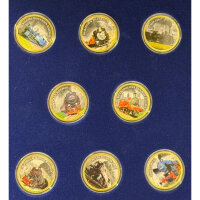 Berühmte Eisenbahnen vergoldetes Medaillenset / 8 x 33 mm / Sammler / Selten #15