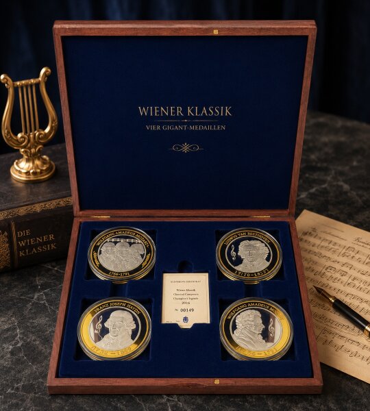 4x Gigant Medaillen "Wiener Klassik" Komplettset / Sammler / Zertifikat