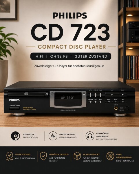 Philips "CD 723" Compact Disc Player / HiFi / ohne FB / Guter Zustand