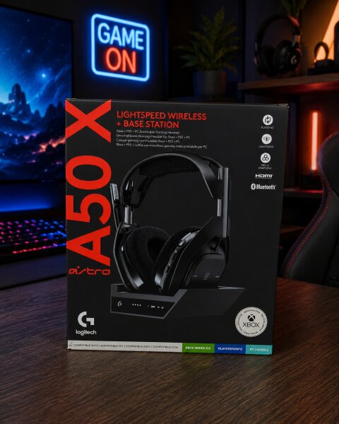 Logitech "Astro A50 X" LIGHTSPEED kabelloses Gaming-Headset + Basisstation / Top