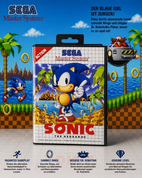 Sonic: The Hedgehog / Sega Master System / inkl. Anleitung / Retro / OVP