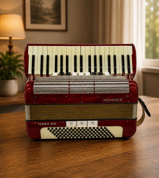 Hohner "Tango II M" Akkordeon / 96 Bässe / Rot / Koffer / Top Zustand