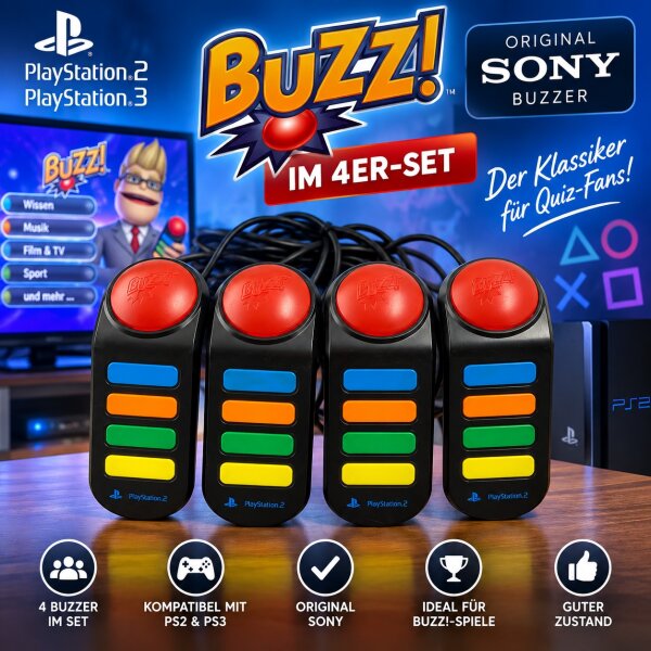Original Sony Buzzer im 4er-Set / Playstation 2 & 3 / PS2/PS3 / Guter Zustand