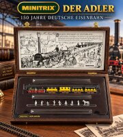 Minitrix "Der Adler" 150 Jahre Deutsche Eisenbahn / Holzbox mit Zinnfiguren /Top
