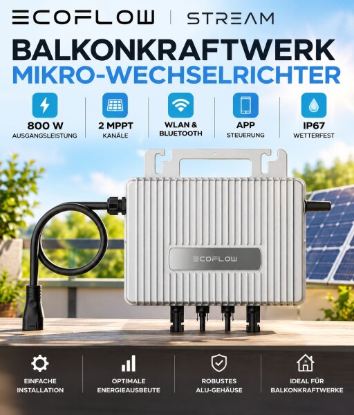 EcoFlow Stream MMPT Balkonkraftwerk Inverter 800W Mikrowechselrichter / Brandneu