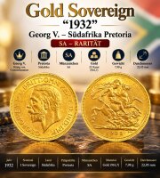 Gold Sovereign "1932" SA Georg V. / Südafrika Pretoria Rarität / f. Stempelglanz