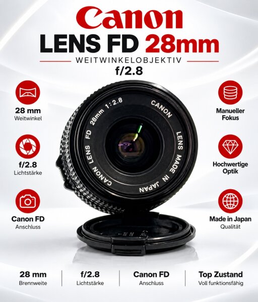 Canon Lens FD 28mm Weitwinkelobjektiv / f/2.8 / Top Zustand