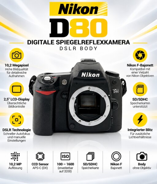Nikon "D80" Body DSLR digitale Spiegelreflexkamera / Guter Zustand