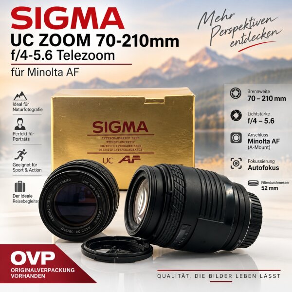 Sigma UC ZOOM 70-210mm / f/4-5.6 Telezoom für Minolta AF / OVP / Guter Zustand